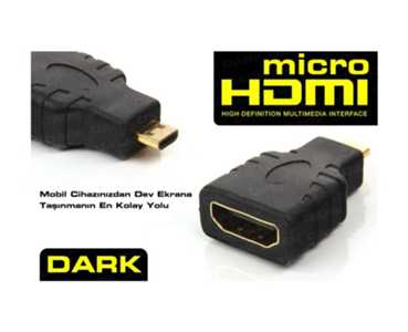 Dark Micro HDMI Erkek - HDMI Dişi Çevirici
