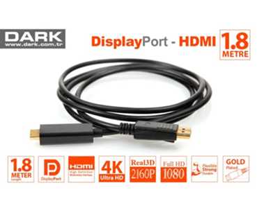 Dark DisplayPort to HDMI Kablo(1,8m)