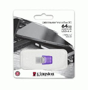 Kingston 64GB DT MicroDuo 3C Usb 3.2 Gen 1 Gri-Mor