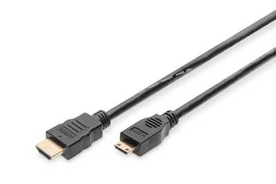 Digitus HDMI Kablo Mini HDMI-HDMI Siyah (3m) FHD